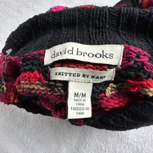 David Brooks Hand Knitted Floral Cardigan Sweater Medium Multicolor Button-Front - Picture 3 of 8